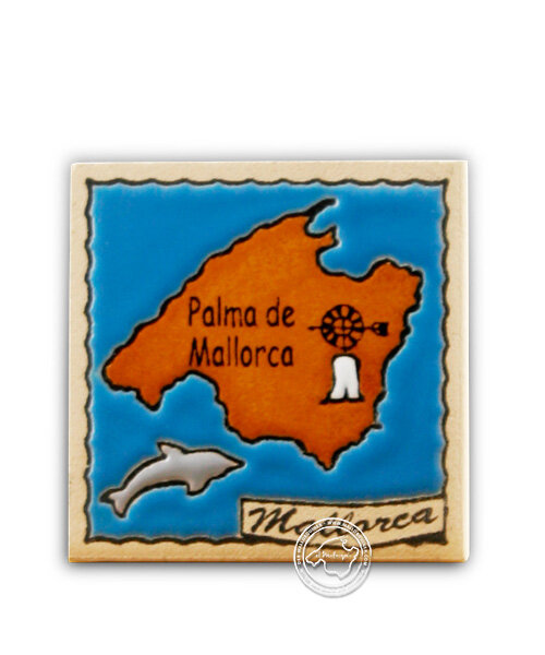 Reliefmagnetfliese mit der Insel Mallorca, je Stück