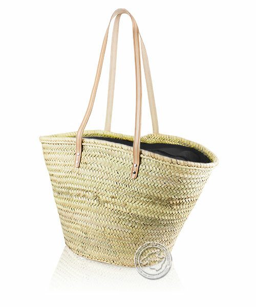 Korbtragetasche Palma-Serie mit langen Ledergurt, Stoff Reißv. schw., 58 x 35 cm, je Korb