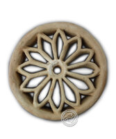 Tonrosette, natur, rund mit Blumenmotiv 16 cm