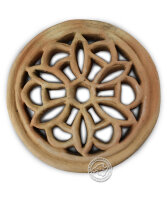 Tonrosette, natur, rund mit Blumenmotiv 21 cm