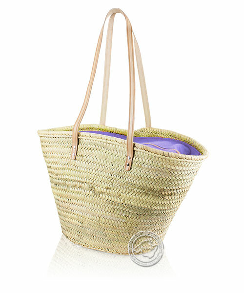 Korbtragetasche Palma-Serie mit langen Ledergurt, Stoff Reißv. Lila, 49 x 26 cm, je Korb