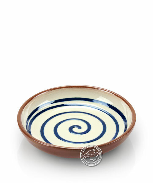 Schale Spiralmuster beige/blau, volllasiert 13 cm, je Stück