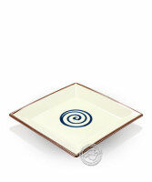 Teller, eckig, Spiralmuster beige/blau, volllasiert 27...