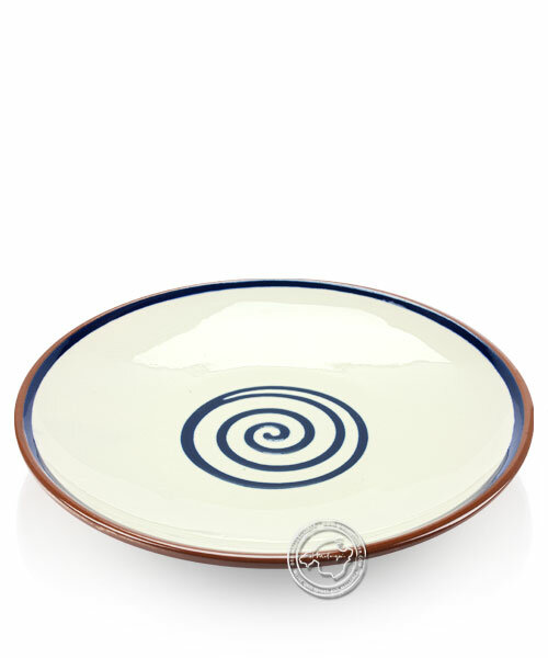 Teller, rund, Spiralmuster beige/blau, volllasiert 27 cm, je Stück