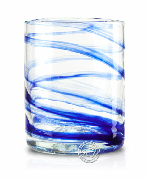 Glas mit blauen Spiralen eingearbeitet, grande, je Stück