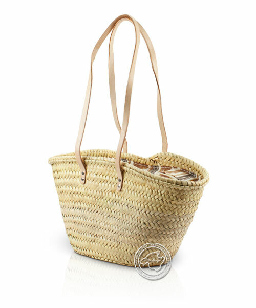 Korbtragetasche Palma-Serie mit langen Ledergurt, Stoff Reißv. Llegura braun, 36 x 22 cm, je Korb