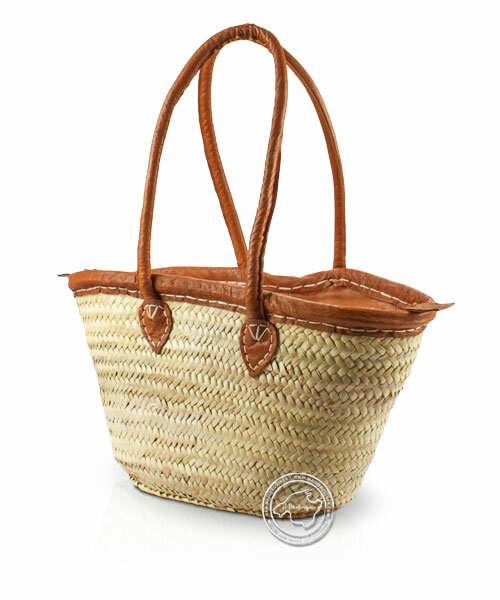 Korbtragetasche Palma-Serie mit Ledergurt, Oberrand und Reisverschluß, 46 x 27 cm, je Korb