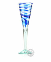 Copa Flauta azul - Champagnerglas mit blauem Spiralmuster...