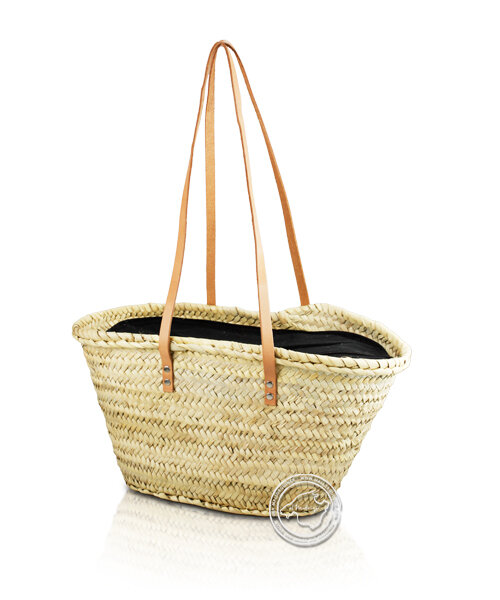 Korbtragetasche Palma-Serie mit langen Ledergurt, Stoff Reißv. schw., 40 x 16 cm, je Korb