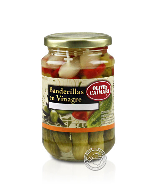 Caimari Banderillas en vinagre - Gemüsespießchen mit Oliven, 160-g-Glas