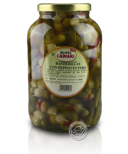 Caimari Banderillas en vinagre - Gemüsespießchen mit Oliven, 1,8-kg-Glas