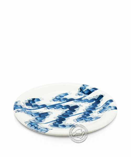 Plato, rund, weiß mit Lenguas-Muster blau, volllasiert 20,5 cm, je Stück