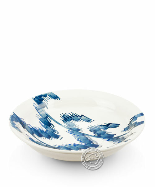 Plato sopero, rund, weiß mit Lenguas-Muster blau, volllasiert 22,5 cm, je Stück