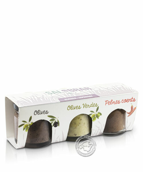 Mallorca Verda Salobrar Tapenada Olives, Olives Verdes, Pebres Coents 3er-Pack