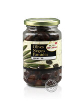 Aceitunas negra pansida - Schwarze Oliven, 220-g-Glas