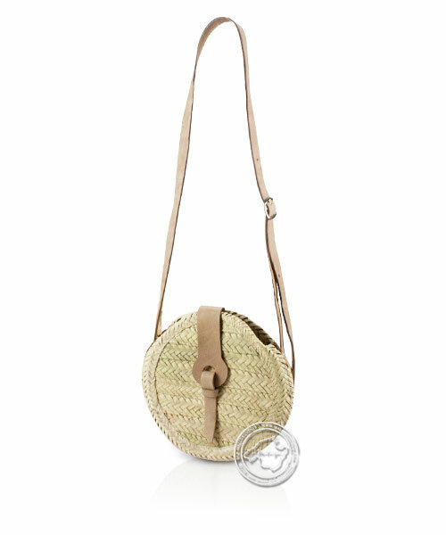 Korbtragetasche Palma-Serie rund mit Ledergurt und Lederschnalle 25 cm, je Korb