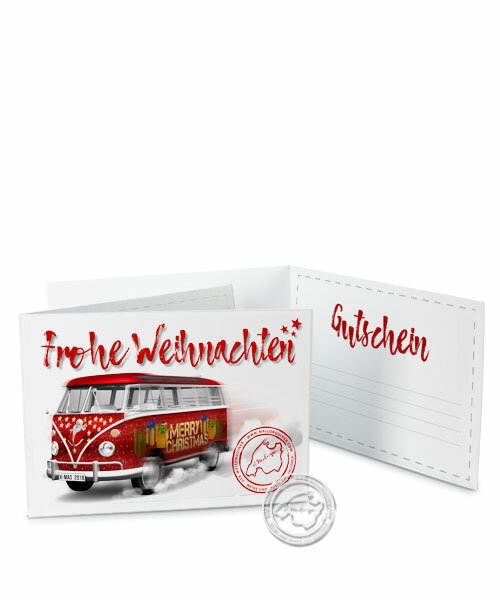 Faltgutschein "Frohe Weihnachten - Bus"