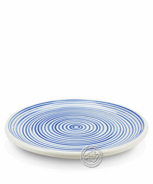 Plato, rund, weiß mit blauen Streifen, volllasiert 30 cm, je Stück