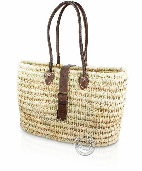 Basket Tote Palma-Serie with Long Leather Straps and Buckle, 48 x 28 cm, per Basket