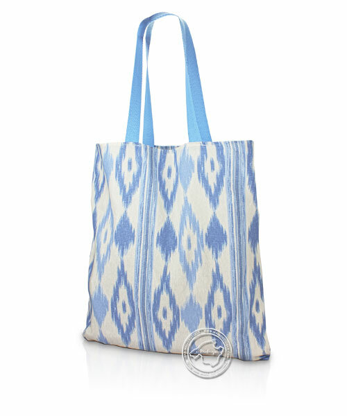 Stofftasche im Lengua-Muster blau mit Knopf 40 x 35 cm, je Stück