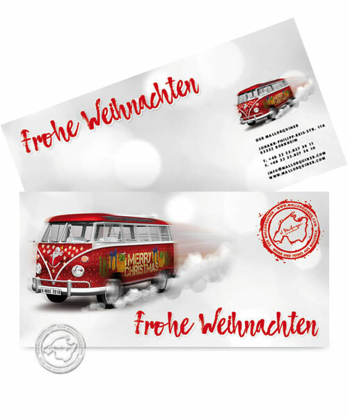 Grußkarte "Frohe Weihnachten Bus" mit Ihrer persönlichen Widmung