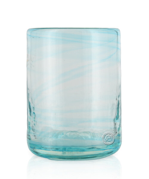 Glas mit hellblauen Spiralen eingearbeitet, grande, je Stück