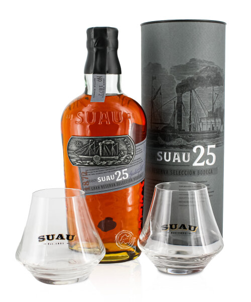 Suau Brandy 25 Anos + Gläser, 37 % vol, 0,7-l-Flasche