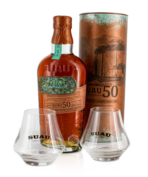 Suau Brandy Privada 50 Anos + Gläser, 37 % vol, 0,7-l-Flasche
