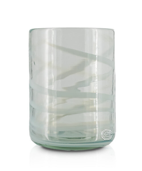 Glas mit weißen Spiralen eingearbeitet, grande, je Stück