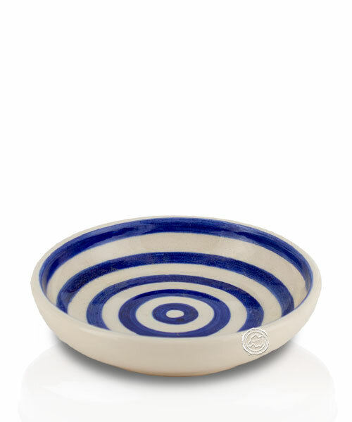 Cuenco, redondo, blanco/azul anillos, completamente esmaltado 12 cm, cada uno