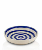 Schale, rund, weiß/blau Ringe, volllasiert 12 cm,...