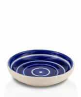 Schale, rund, blau/weiß Ringe, volllasiert 12 cm,...