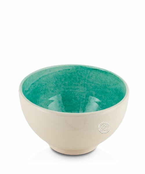 Bowl, round, white/turquoise, fully glazed 16 cm, each piece